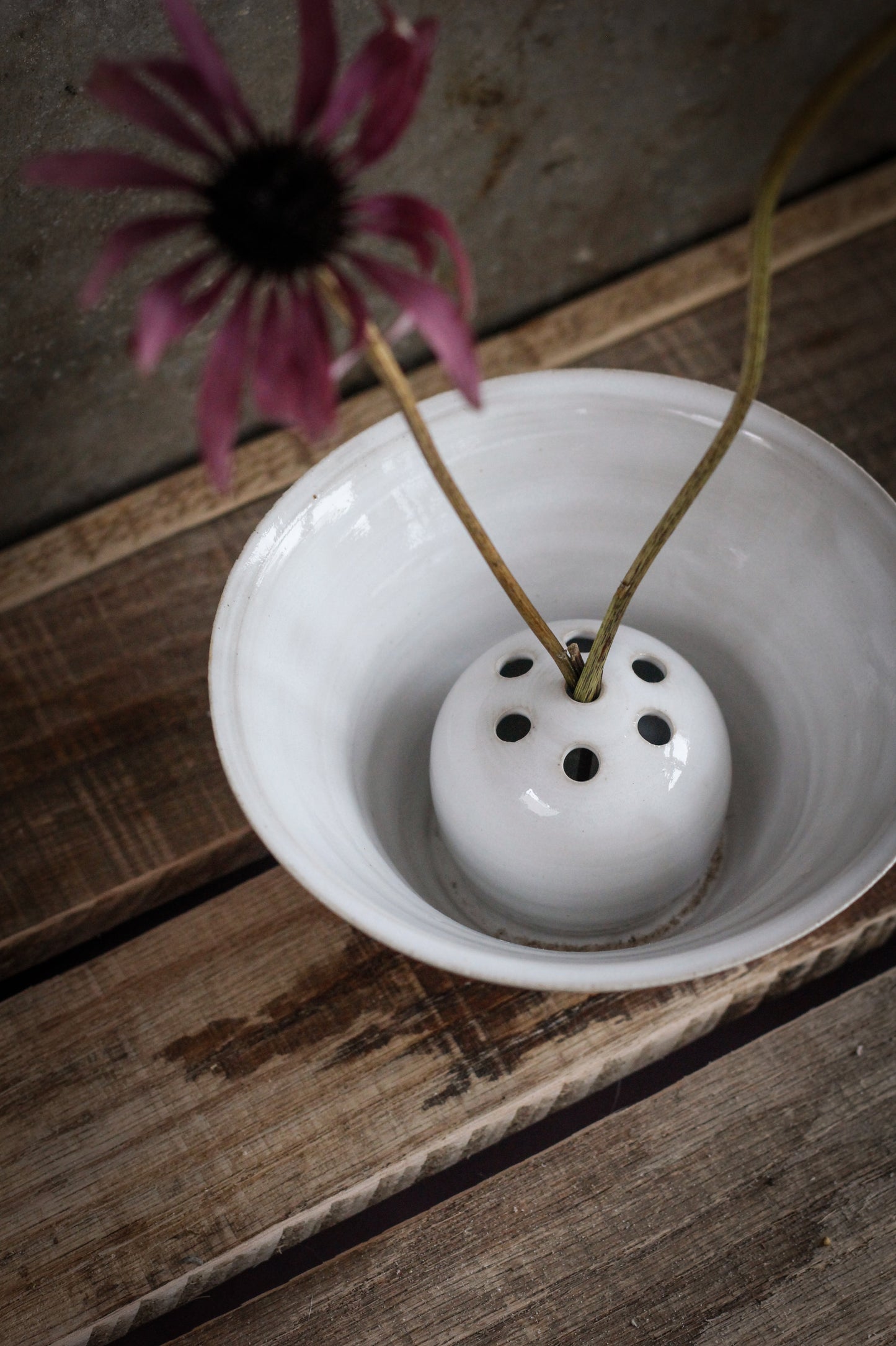 Skål vase med flower frog