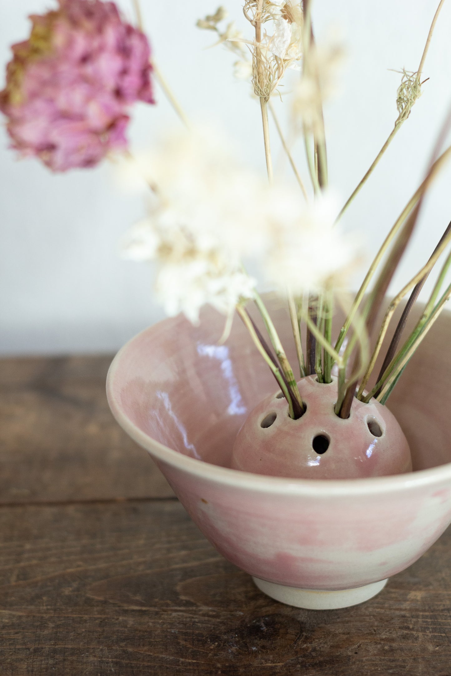 Skål vase med flower frog