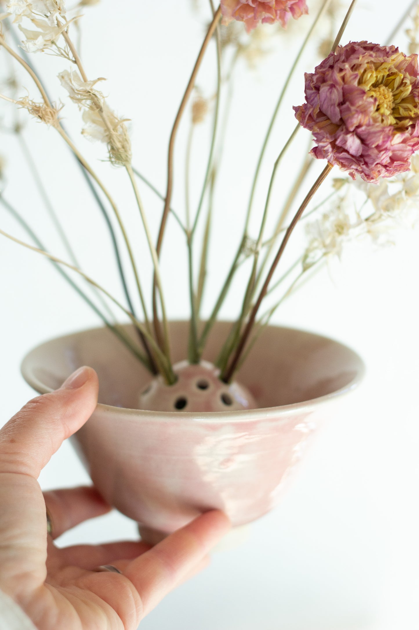 Skål vase med flower frog